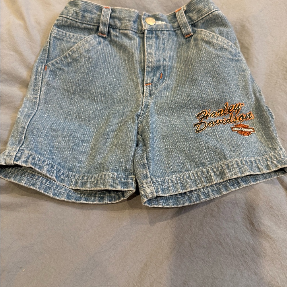 Vintage Harley-Davidson Kids Blue Denim Shorts